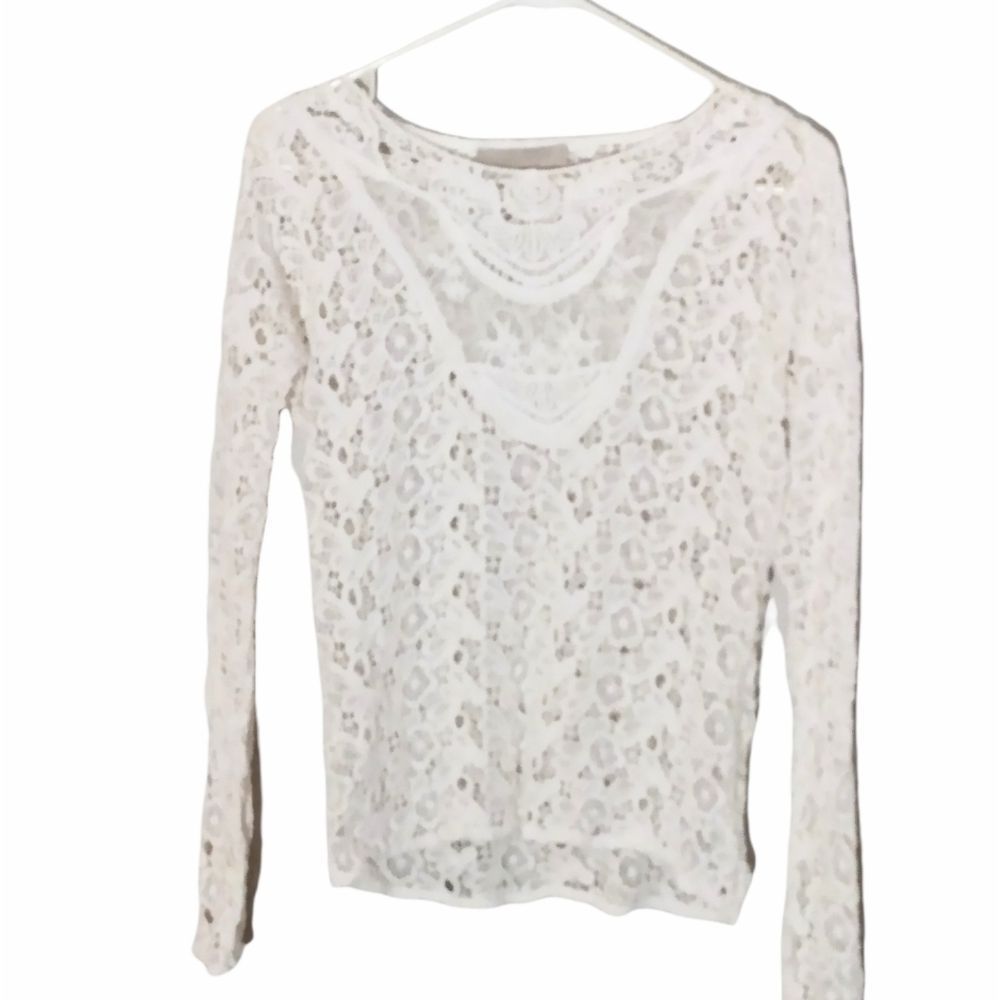 Zara Trafaluc Women's Flower Embroidered Lace Front Pullover Sweater Size M